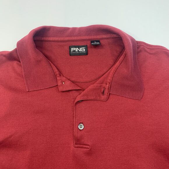 Ping Golf Polo Shirt Mens XL Extra Large Maroon Short Sleeve Cotton Blend - Picture 6 of 9